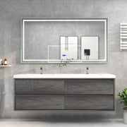 Saggia 72" Floating Vanity with Double Sink Set in Smoke Oak