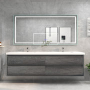 Saggia 84" Floating Vanity with Double Sink Set in Smoke Oak