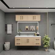 Victoria 60" Solid Wood Floating Bathroom Vanity in Yellow Oak, Single Sink Vanity | Better Vanity Solid Wood Floating Vanities
