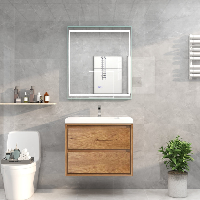 Saggia 30" Floating Vanity with Sink Set in Teak Oak