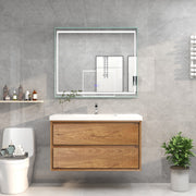 Saggia 42" Floating Vanity with Sink Set in Teak Oak