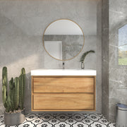 Saggia 42" Wall-Mounted Floating Bathroom Vanity with Reinforced Acrylic Sink in White Oak | Better Vanity Modern Luxury Bathroom Vanities