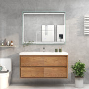 Saggia 48" Floating Vanity with Sink Set in Teak Oak