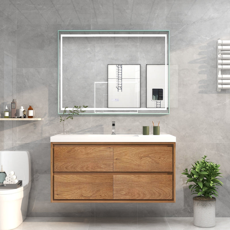 Saggia 48" Floating Vanity with Sink Set in Teak Oak