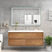 Saggia 60" Floating Vanity with Sink Set in Teak Oak