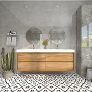 Saggia 72" Wall-Mounted Floating Bathroom Vanity with Reinforced Acrylic Double Sink in White Oak | Better Vanity Modern Luxury Bathroom Vanities