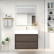 Saggia 36" Wall-Mounted Floating Bathroom Vanity with Reinforced Acrylic Sink in Dark Gray Oak | Better Vanity Modern Luxury Bathroom Vanities