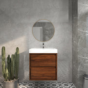 Saggia 24" Wall-Mounted Floating Bathroom Vanity with Reinforced Acrylic Sink in Rosewood | Better Vanity Modern Luxury Bathroom Vanities