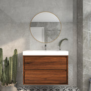 Saggia 36" Wall-Mounted Floating Bathroom Vanity with Reinforced Acrylic Sink in Rosewood | Better Vanity Modern Luxury Bathroom Vanities