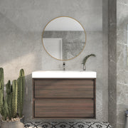 Saggia 36" Wall-Mounted Floating Bathroom Vanity with Reinforced Acrylic Sink in Dark Gray Oak | Better Vanity Modern Luxury Bathroom Vanities