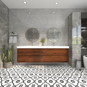 Saggia 84" Wall-Mounted Floating Bathroom Vanity with Reinforced Acrylic Double Sink in Rosewood | Better Vanity Modern Luxury Bathroom Vanities