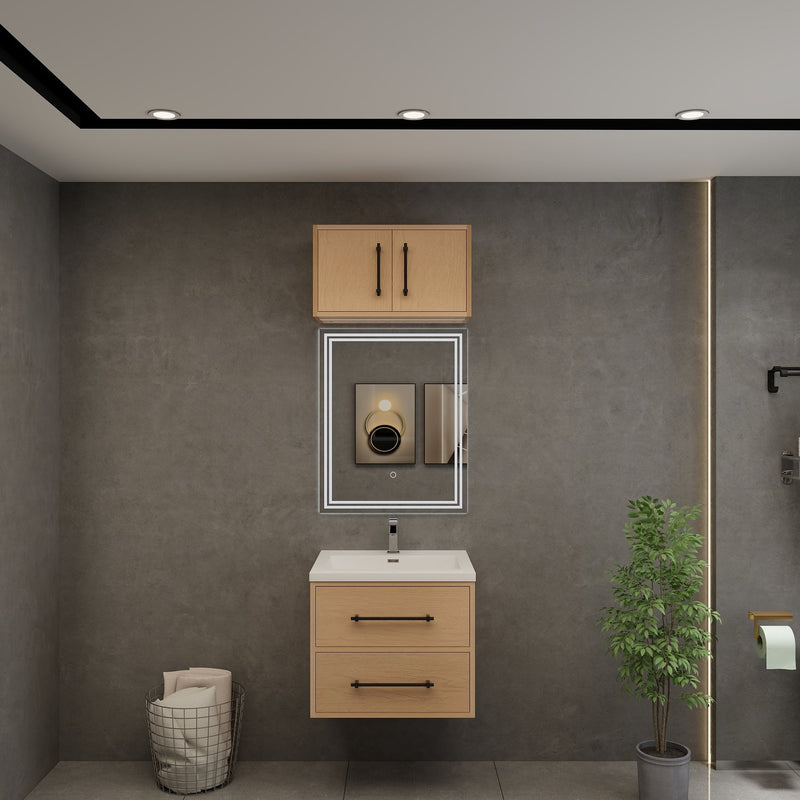 Victoria 24" Solid Wood Floating Bathroom Vanity in Yellow Oak | Better Vanity Solid Wood Floating Vanities