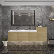 BOW 80" Double Sink Vanity in White Oak & BOW Matching Side Cabinet - Better Vanity