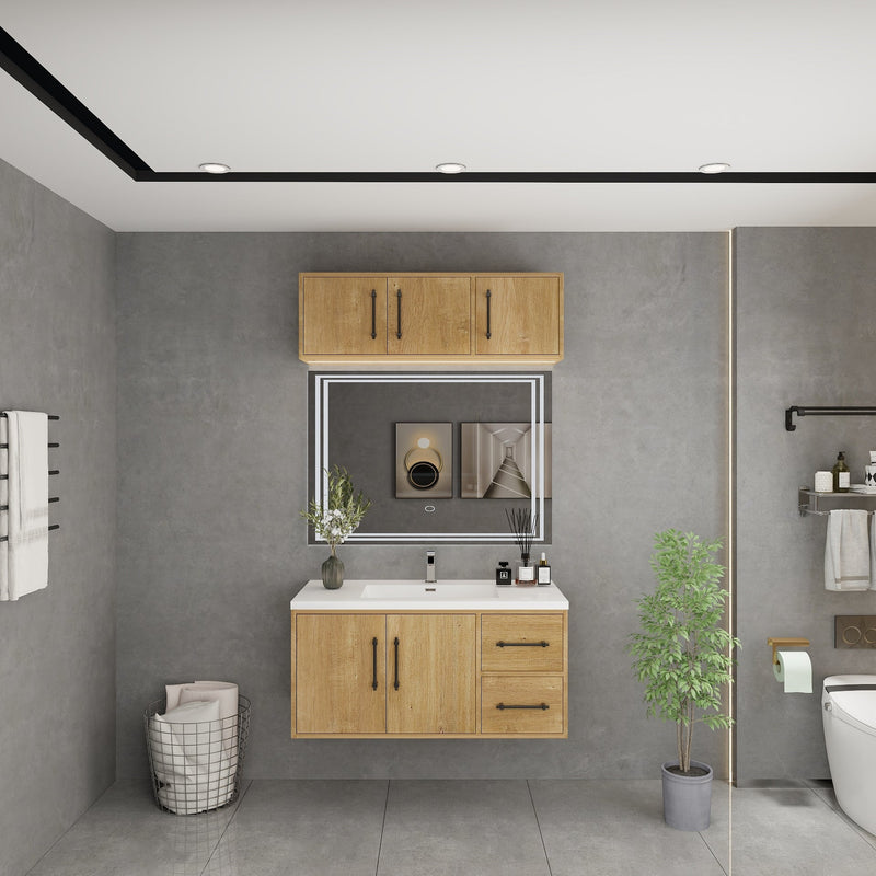 Victoria 42" Solid Wood Floating Bathroom Vanity in Oak | Better Vanity Solid Wood Floating Vanities