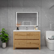 Louis 48" Solid Wood Freestanding Bathroom Vanity with Sink in Yellow Oak | Better Vanity Solid Wood Floating Vanities