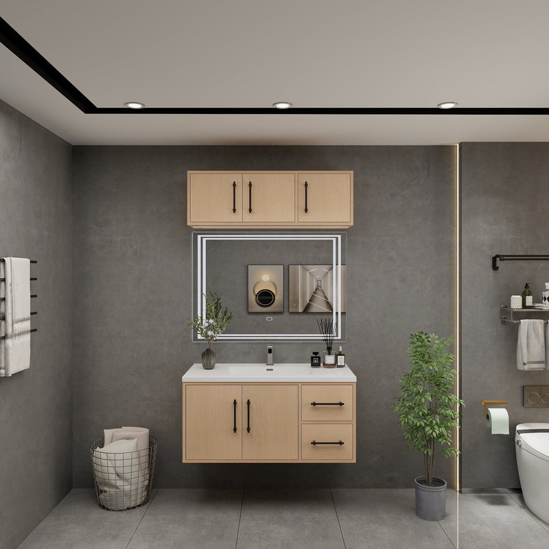 Victoria 42" Solid Wood Floating Bathroom Vanity in Yellow Oak | Better Vanity Solid Wood Floating Vanities