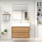Saggia 36" Wall-Mounted Floating Bathroom Vanity with Reinforced Acrylic Sink in White Oak | Better Vanity Modern Luxury Bathroom Vanities