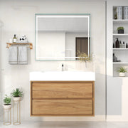 Saggia 42" Wall-Mounted Floating Bathroom Vanity with Reinforced Acrylic Sink in White Oak | Better Vanity Modern Luxury Bathroom Vanities