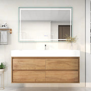 Saggia 60" Wall-Mounted Floating Bathroom Vanity with Reinforced Acrylic Sink in White Oak | Better Vanity Modern Luxury Bathroom Vanities