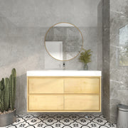 Saggia 48" Wall-Mounted Floating Bathroom Vanity with Reinforced Acrylic Sink in Light Oak | Better Vanity Modern Luxury Bathroom Vanities