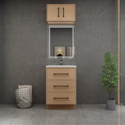Victoria 24" Solid Wood Freestanding Bathroom Vanity in Yellow Oak | Better Vanity Solid Wood Floating Vanities