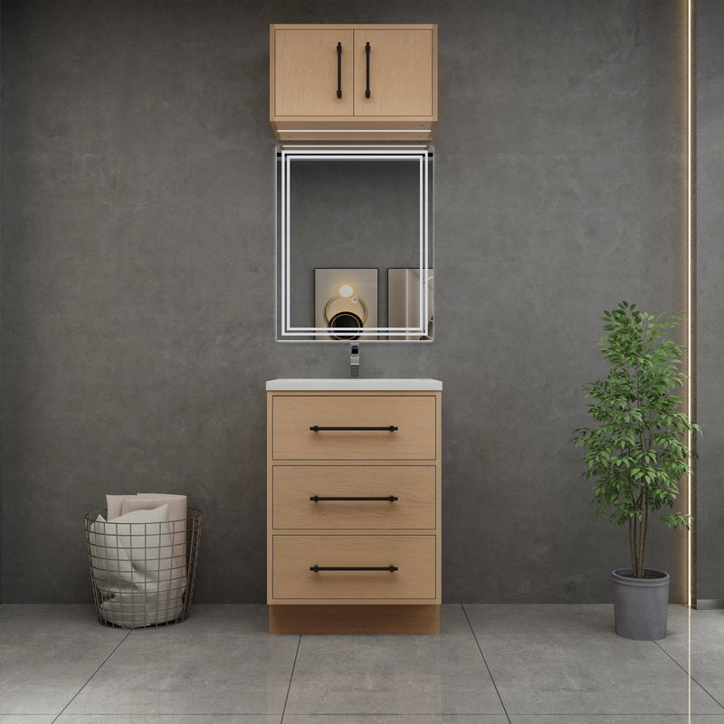 Victoria 24" Solid Wood Freestanding Bathroom Vanity in Yellow Oak | Better Vanity Solid Wood Floating Vanities