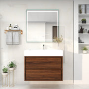 Saggia 36" Wall-Mounted Floating Bathroom Vanity with Reinforced Acrylic Sink in Rosewood | Better Vanity Modern Luxury Bathroom Vanities