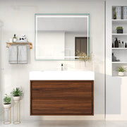 Saggia 42" Wall-Mounted Floating Bathroom Vanity with Reinforced Acrylic Sink in Rosewood | Better Vanity Modern Luxury Bathroom Vanities