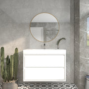 Saggia 36" Wall-Mounted Floating Bathroom Vanity with Reinforced Acrylic Sink in Gloss White | Better Vanity Modern Luxury Bathroom Vanities