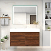 Saggia 48" Wall-Mounted Floating Bathroom Vanity with Reinforced Acrylic Sink in Rosewood | Better Vanity Modern Luxury Bathroom Vanities