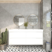 Saggia 60" Wall-Mounted Floating Bathroom Vanity with Reinforced Acrylic Double Sink in Gloss White | Better Vanity Modern Luxury Bathroom Vanities