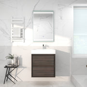Saggia 24" Wall-Mounted Floating Bathroom Vanity with Reinforced Acrylic Sink in Dark Gray Oak | Better Vanity Modern Luxury Bathroom Vanities
