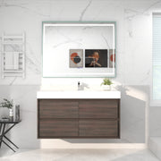 Saggia 48" Wall-Mounted Floating Bathroom Vanity with Reinforced Acrylic Sink in Dark Gray Oak | Better Vanity Modern Luxury Bathroom Vanities