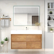 Saggia 48" Wall-Mounted Floating Bathroom Vanity with Reinforced Acrylic Sink in Teak Oak | Better Vanity Modern Luxury Bathroom Vanities