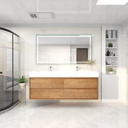 Saggia 72" Wall-Mounted Floating Bathroom Vanity with Reinforced Acrylic Double Sink in Teak Oak | Better Vanity Modern Luxury Bathroom Vanities