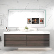 Saggia 84" Wall-Mounted Floating Bathroom Vanity with Reinforced Acrylic Double Sink in Dark Gray Oak | Better Vanity Modern Luxury Bathroom Vanities