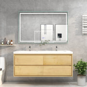 Saggia 60" Floating Vanity with Double Sink Set in Light Oak