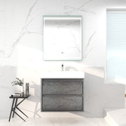 Saggia 30" Wall-Mounted Floating Bathroom Vanity with Reinforced Acrylic Sink in Smoke Oak | Better Vanity Modern Luxury Bathroom Vanities