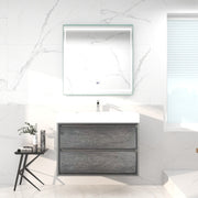 Saggia 36" Wall-Mounted Floating Bathroom Vanity with Reinforced Acrylic Sink in Smoke Oak | Better Vanity Modern Luxury Bathroom Vanities