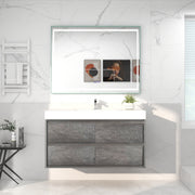 Saggia 48" Wall-Mounted Floating Bathroom Vanity with Reinforced Acrylic Sink in Smoke Oak | Better Vanity Modern Luxury Bathroom Vanities