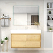 Saggia 48" Wall-Mounted Floating Bathroom Vanity with Reinforced Acrylic Sink in Light Oak | Better Vanity Modern Luxury Bathroom Vanities