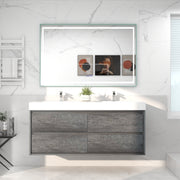 Saggia 60" Wall-Mounted Floating Bathroom Vanity with Reinforced Acrylic Double Sink in Smoke Oak | Better Vanity Modern Luxury Bathroom Vanities