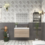 Louis 36" Solid Wood Floating Bathroom Vanity in White Oak | Better Vanity Solid Wood Floating Vanities