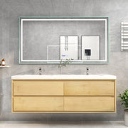 Saggia 72" Floating Vanity with Double Sink Set in Light Oak
