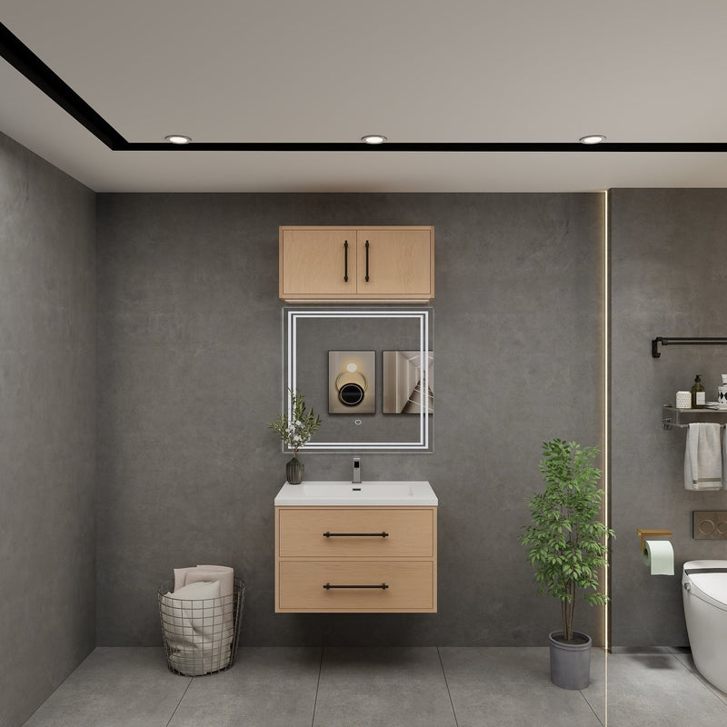 Victoria 30" Solid Wood Floating Bathroom Vanity in Yellow Oak | Better Vanity Solid Wood Floating Vanities