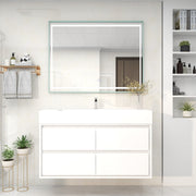 Saggia 48" Wall-Mounted Floating Bathroom Vanity with Reinforced Acrylic Sink in Gloss White | Better Vanity Modern Luxury Bathroom Vanities