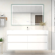 Saggia 60" Wall-Mounted Floating Bathroom Vanity with Reinforced Acrylic Sink in Gloss White | Better Vanity Modern Luxury Bathroom Vanities