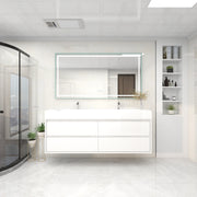 Saggia 72" Wall-Mounted Floating Bathroom Vanity with Reinforced Acrylic Double Sink in Gloss White | Better Vanity Modern Luxury Bathroom Vanities