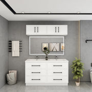 Victoria 60" Solid Wood Freestanding Bathroom Vanity in Gloss White, Double Vanity | Better Vanity Solid Wood Floating Vanities
