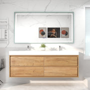 Saggia 72" Wall-Mounted Floating Bathroom Vanity with Reinforced Acrylic Double Sink in White Oak | Better Vanity Modern Luxury Bathroom Vanities